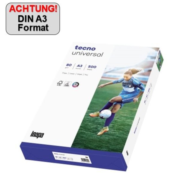 inapa tecno Kopierpapier Universal 2100011550 A3 80g 500Bl.