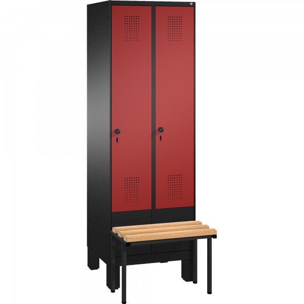 C+P Umkleidespind 4903020S10023 Sitzbank 2Abteile B600mm sgr/rrt