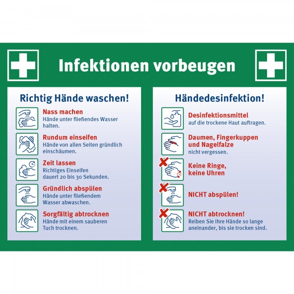 Hinweisschild Infektionen vorbeugen 297x210mm Folie