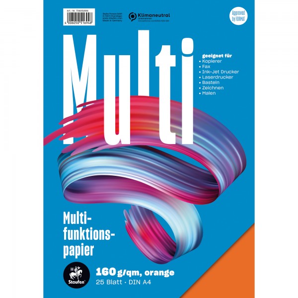 Staufen Multifunktionspapier 7X 734051694 A4 160g orange 25Bl.