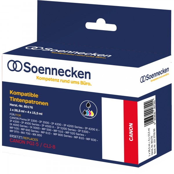 Soennecken Tintenpatrone 80176 wie Canon PGI5/CLI8 5 St./Pack.