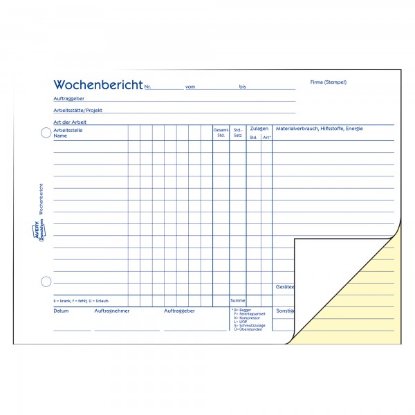 Avery Zweckform Wochenbericht 1311 DIN A5 quer 2x50Blatt