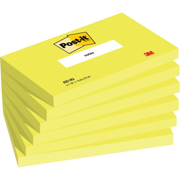 Post-it Haftnotiz Notes 655-NG 127x76mm neongrün 6x100Bl