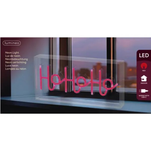 Lumineo Neon Schild HoHoHo LED 4,7x30x15cm rot