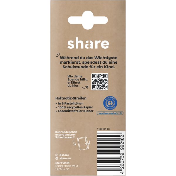 share Haftnotizstreifen sort 5x40Bl